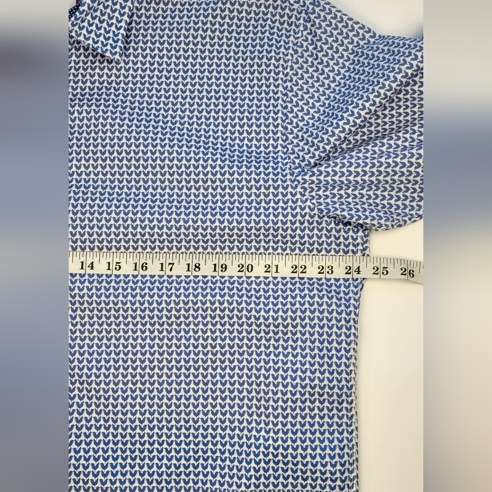 Society Of Threads Shirt Men – 2XL Blue Roosters Print Slim Fit Comfort Stretch - Picture 8 of 11